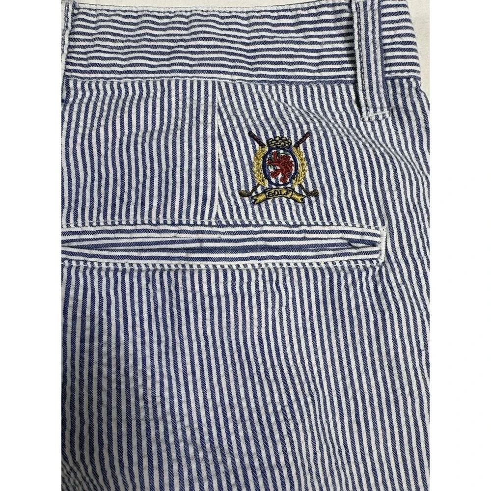 Vintage Tommy Hilfiger Golf Seersucker Pants Mens 34x30Pleated Striped Blue